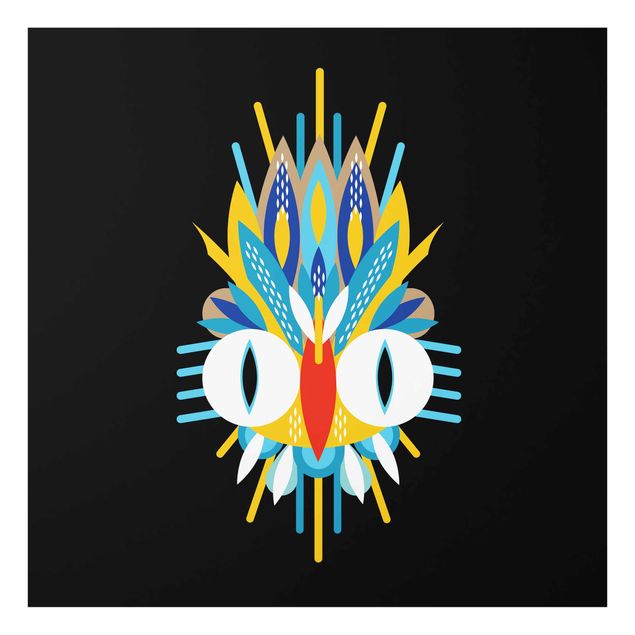 Quadros multicoloridos Collage Ethno Mask - Bird Feathers