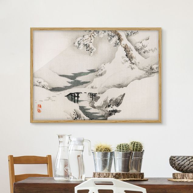 decoraçao cozinha Asian Vintage Drawing Winter Landscape
