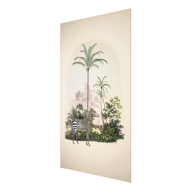 Quadros famosos Zebra Front Of Palm Trees Illustration