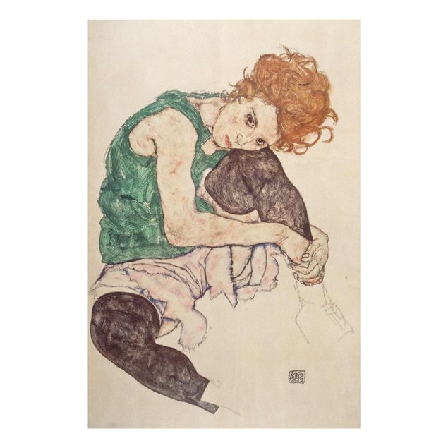 Quadros famosos Egon Schiele - Sitting Woman With A Knee Up