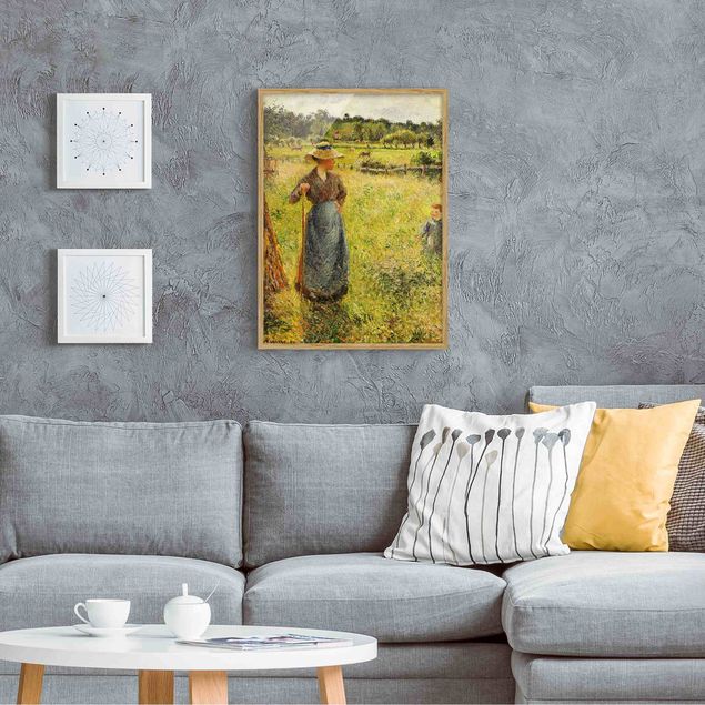 Quadros movimento artístico Pontilhismo Camille Pissarro - The Haymaker