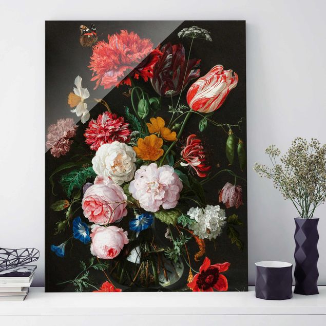 quadro de vidro Jan Davidsz De Heem - Still Life With Flowers In A Glass Vase
