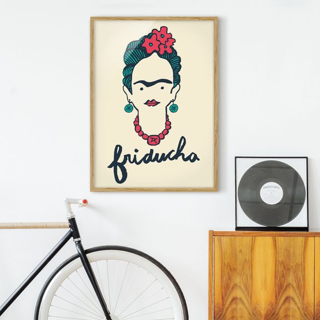 Quadros com moldura flores Frida Kahlo - Friducha