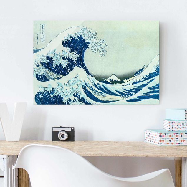 Quadros em vidro frases Katsushika Hokusai - The Great Wave At Kanagawa