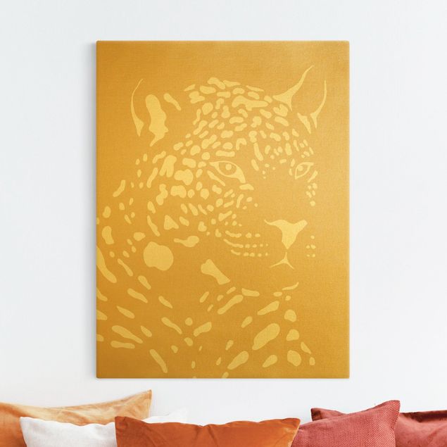 Telas decorativas animais Safari Animals - Portrait Leopard Beige