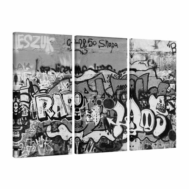Telas decorativas em preto e branco Graffiti Art