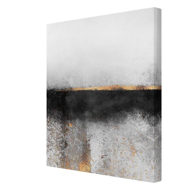 Quadros de Elisabeth Fredriksson Abstract Golden Horizon Black And White