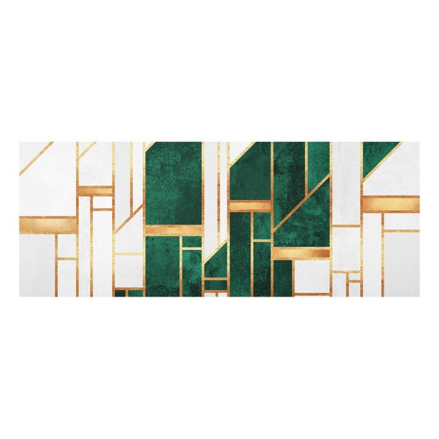 Quadros verdes Emerald And gold Geometry