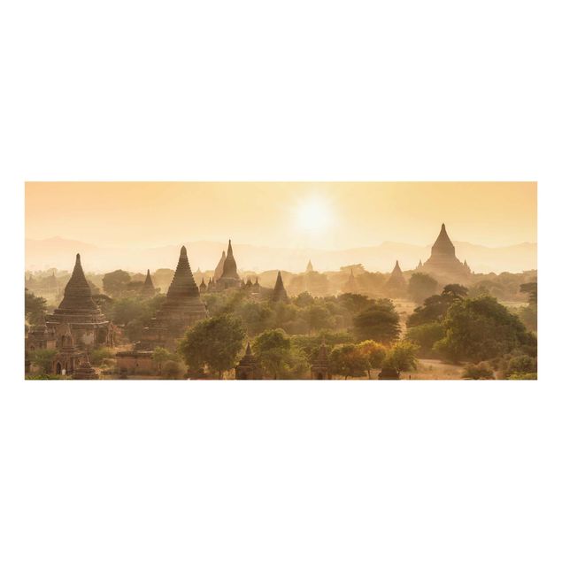 Quadros em vidro paisagens Sun Setting Over Bagan
