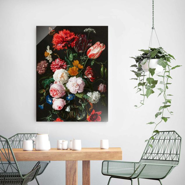 Quadros por movimento artístico Jan Davidsz De Heem - Still Life With Flowers In A Glass Vase