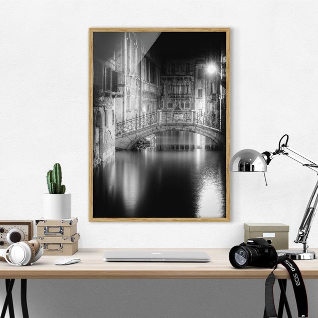 Quadros com moldura em preto e branco Bridge Venice
