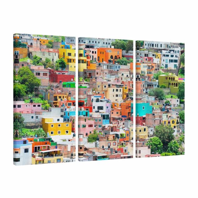 quadros decorativos para sala modernos Coloured Houses Front Guanajuato