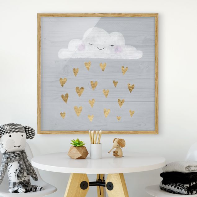 Quadros amor Cloud With Golden Hearts
