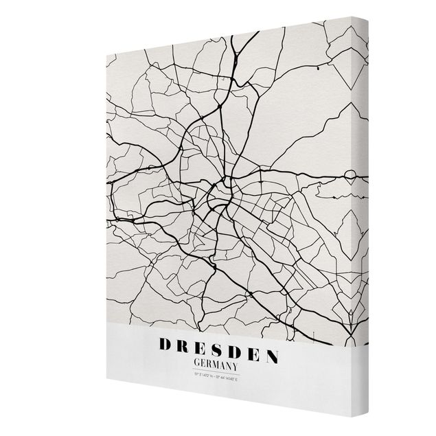 Quadros preto e branco Dresden City Map - Classical