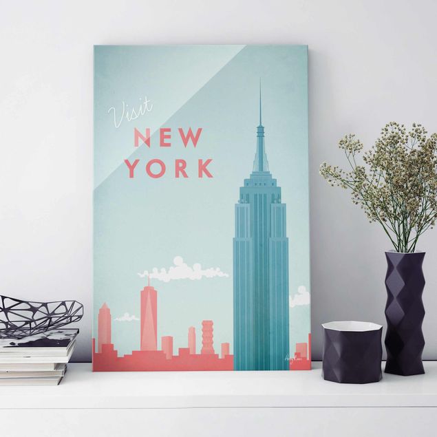 Quadros em vidro Nova Iorque Travel Poster - New York