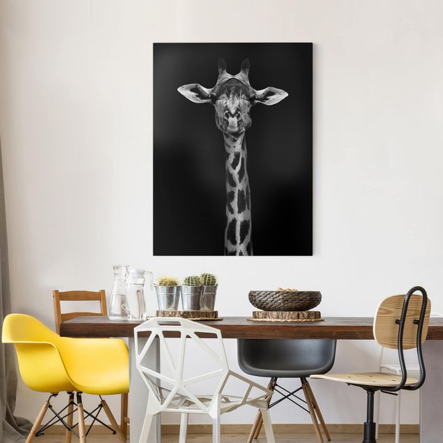 Telas decorativas girafas Dark Giraffe Portrait