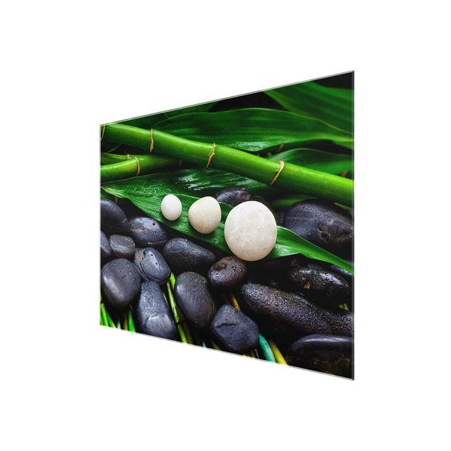 quadros decorativos verde Green Bamboo With Zen Stones