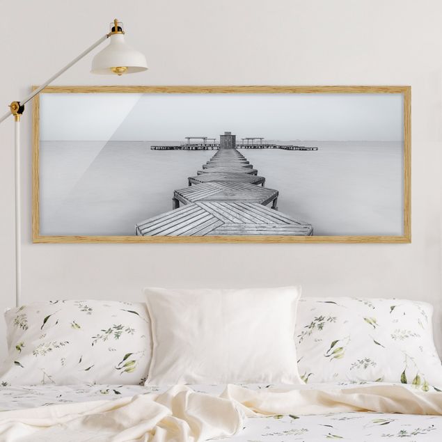 quadro com paisagens Wooden Pier In Black And White