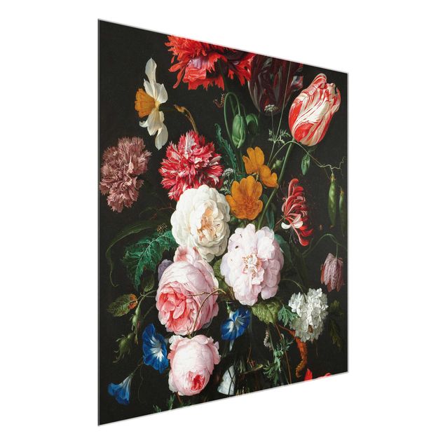 Quadros em vidro flores Jan Davidsz De Heem - Still Life With Flowers In A Glass Vase