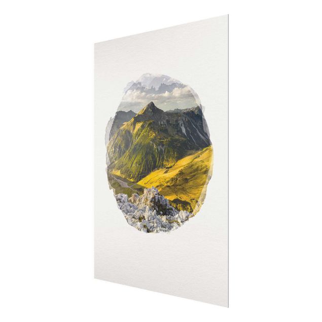 Quadros em vidro paisagens WaterColours - Mountains And Valley Of The Lechtal Alps In Tirol