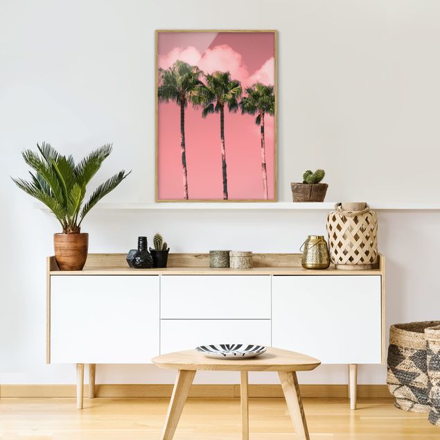 Quadros paisagens Palm Trees Against Sky Pink