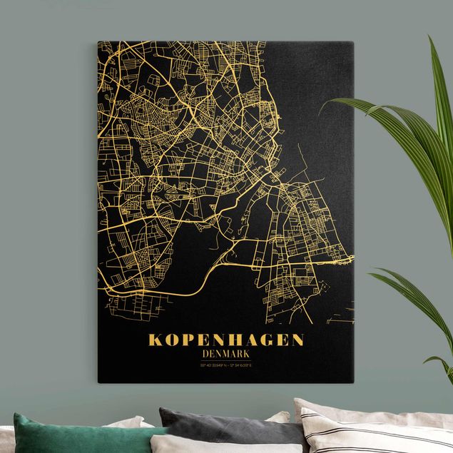 Quadros mapa mundi Copenhagen City Map - Classic Black