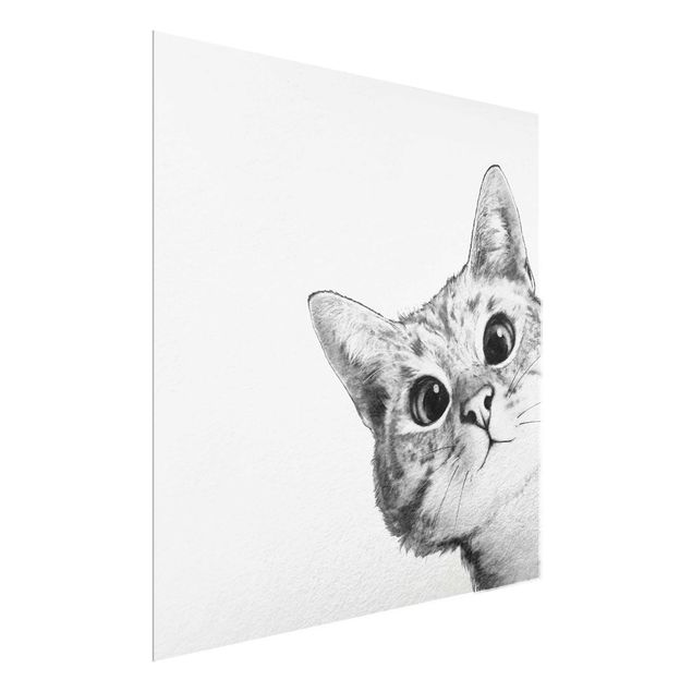 quadro de gato Illustration Cat Drawing Black And White