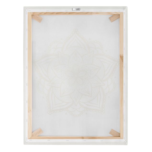 Telas decorativas Mandala Flower Illustration White Gold