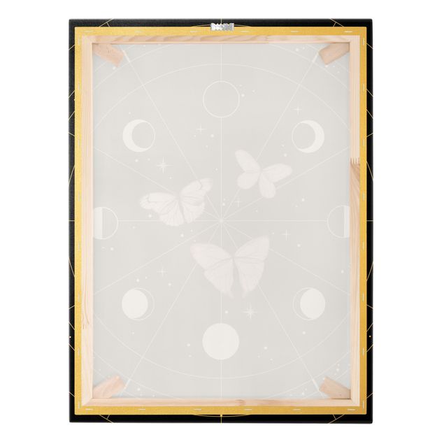 Telas decorativas Moon Phases And Butterflies Pink