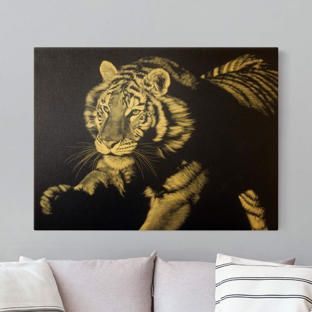 Quadros tigres Tiger In The Sunlight On Black