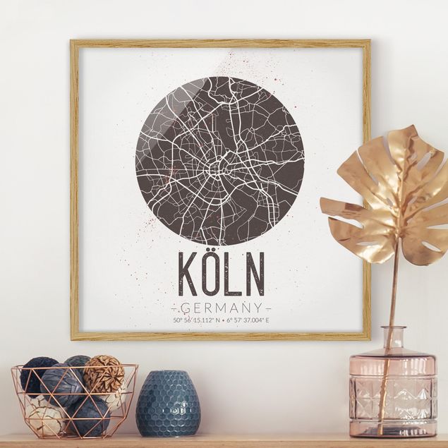 decoraçao para parede de cozinha Cologne City Map - Retro