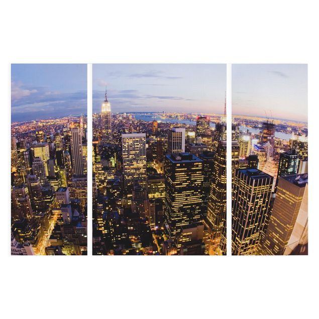 Telas decorativas cidades e paisagens urbanas New York Skyline At Night