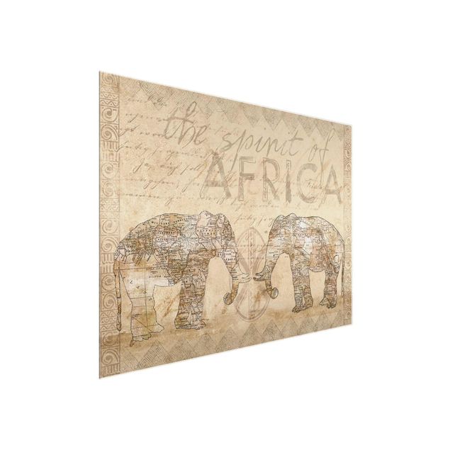 Quadros em vidro mapas Vintage Collage - Spirit Of Africa