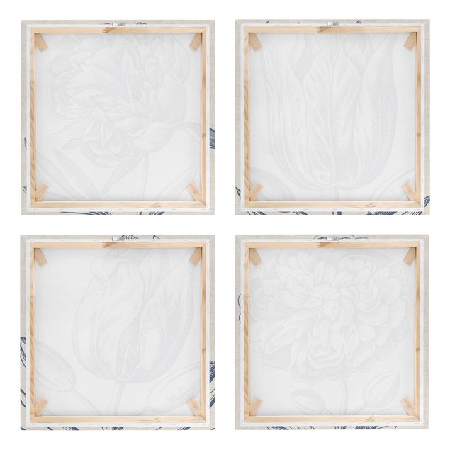 quadros em tela Indigo Blossom On Linen Set II