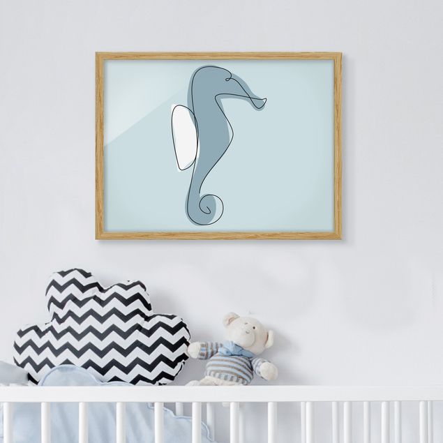 decoração quarto bebé Seahorse Line Art