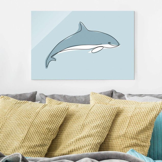 quadro de vidro Dolphin Line Art
