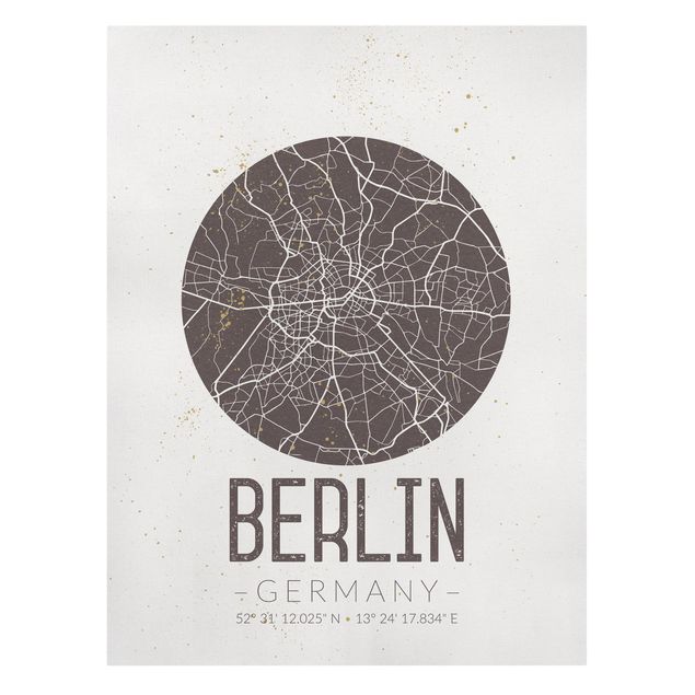 Quadros em marrom City Map Berlin - Retro
