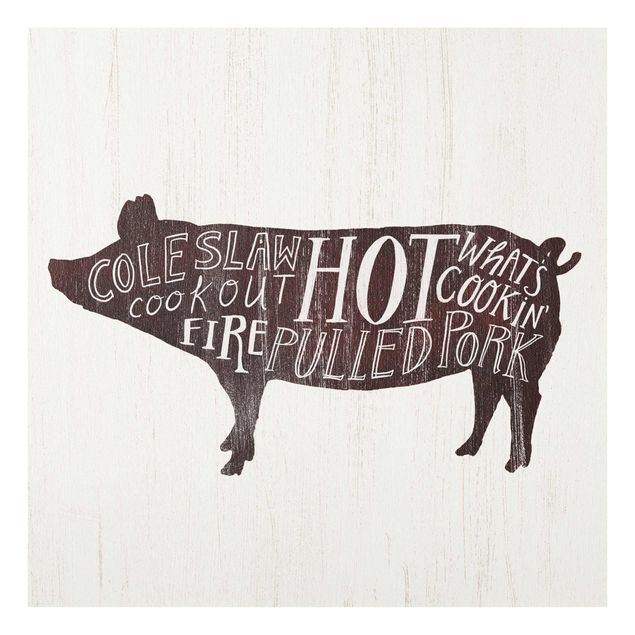Quadros em marrom Farm BBQ - Pig