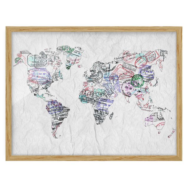 Quadros mapa mundi Passport Stamp World Map