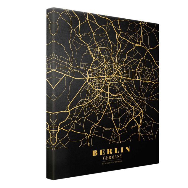 quadros em preto e branco Berlin City Map - Classic Black