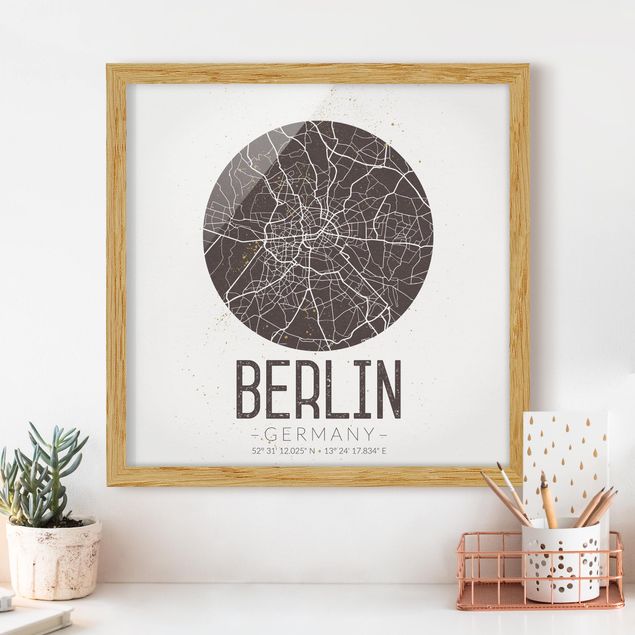 Quadros Berlim City Map Berlin - Retro