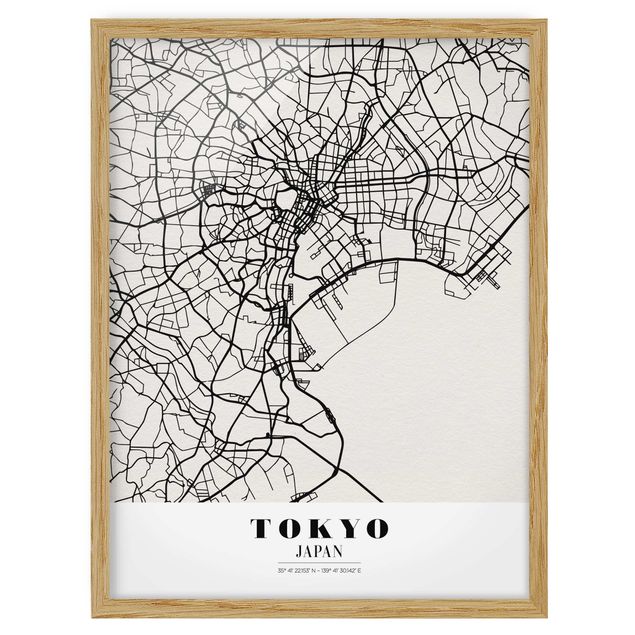 Quadros com moldura frases Tokyo City Map - Classic