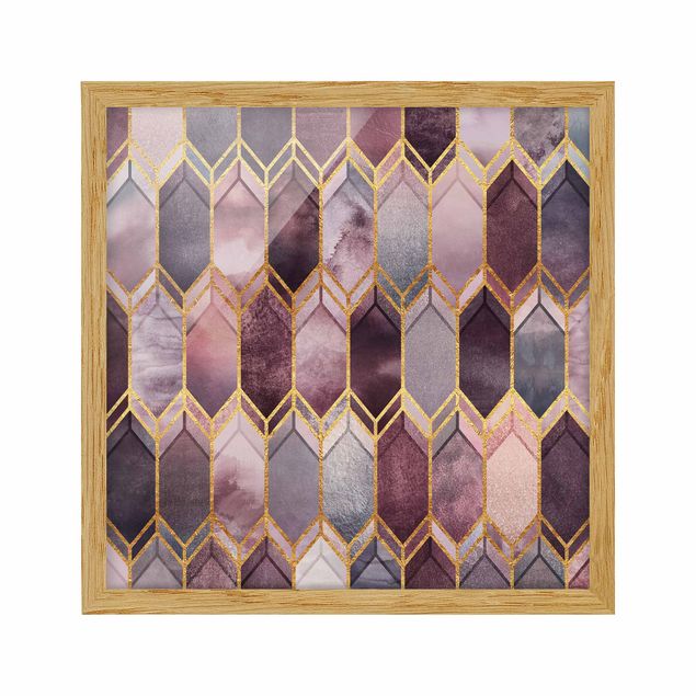 Quadros padrões Stained Glass Geometric Rose Gold