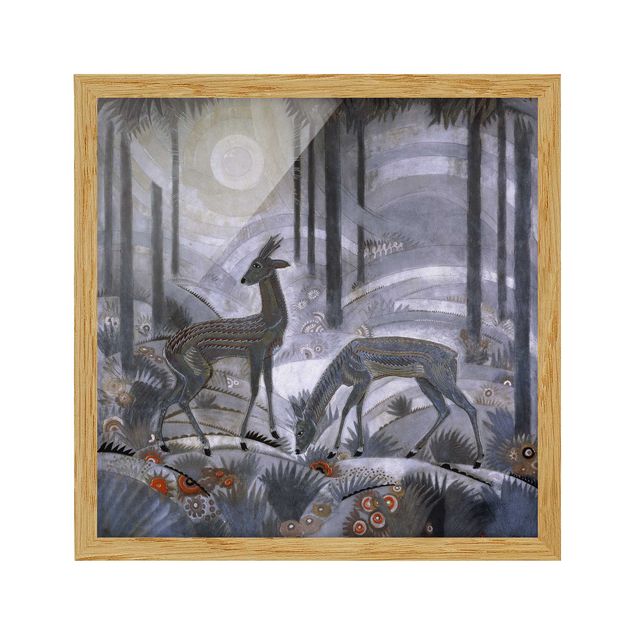 Quadros famosos Jean Dunand - Gazelles – Lacquered Wood Panel