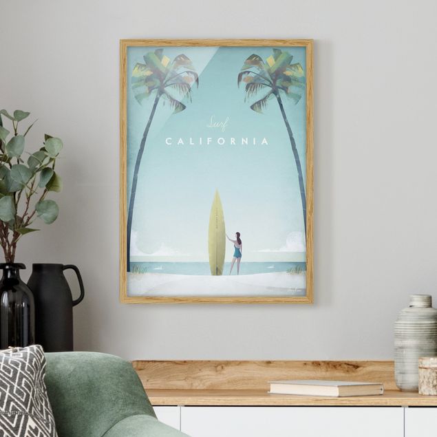Quadros com moldura praia Travel Poster - California