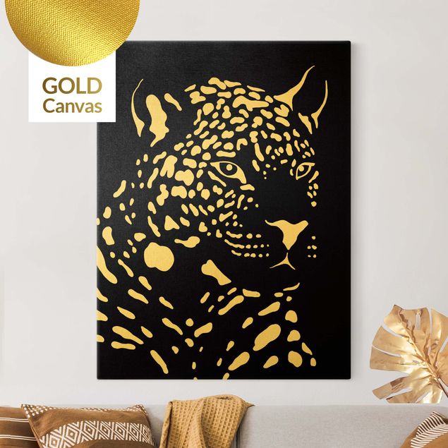 Telas decorativas animais Safari Animals - Portrait Leopard Black