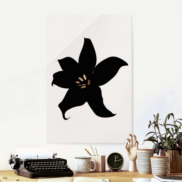 Quadros em vidro de orquídeas Graphical Plant World - Orchid Black And Gold