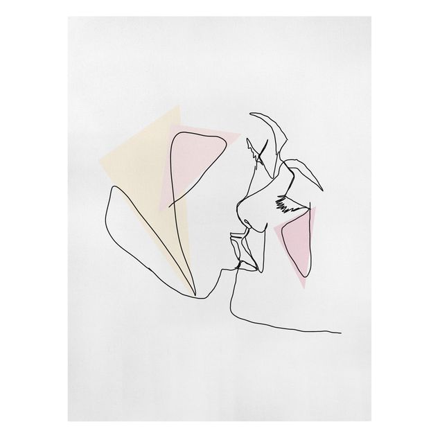 Quadros retratos Kiss Faces Line Art