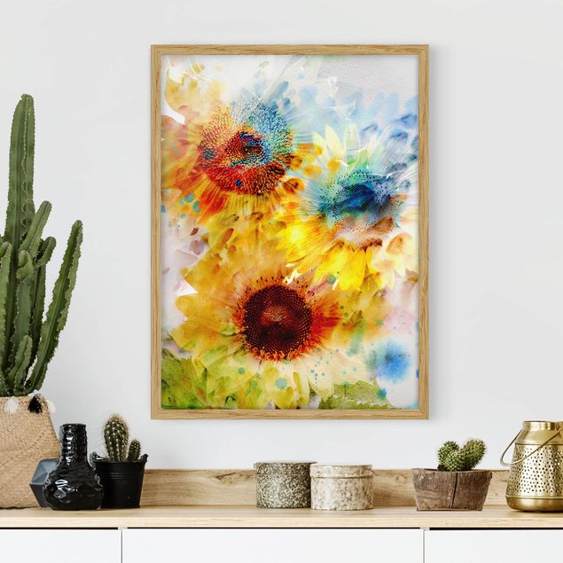 decoraçao para parede de cozinha Watercolour Flowers Sunflowers