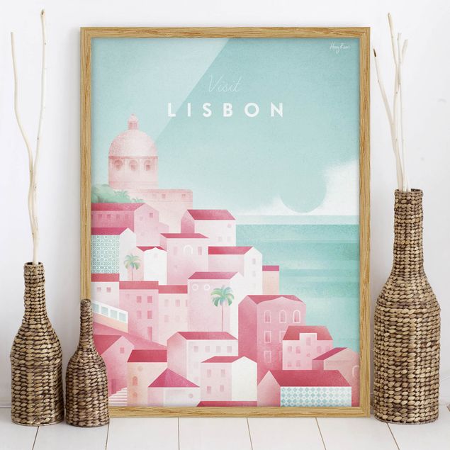 Quadros com moldura praia Travel Poster - Lisbon